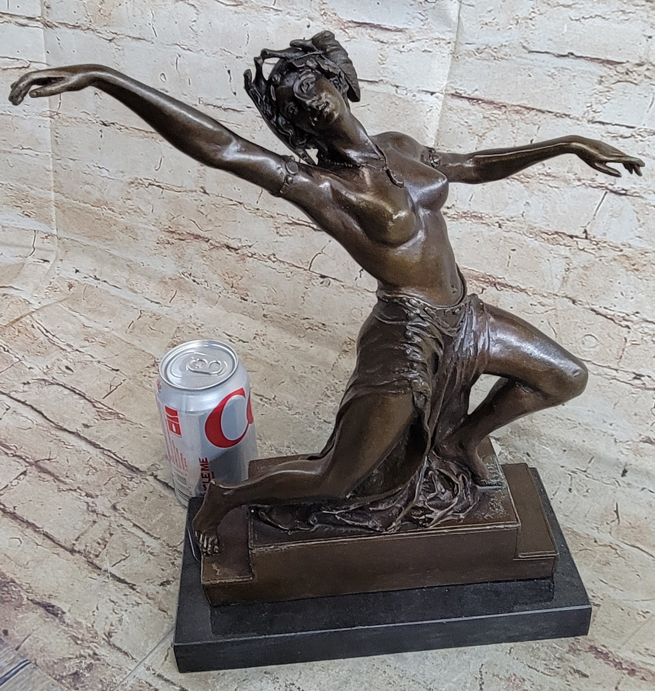 Graceful Nude Female Dancer Bronze Statue Sculpture Figure Signed Gory 15" x 13"