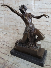 Graceful Nude Female Dancer Bronze Statue Sculpture Figure Signed Gory 15" x 13"
