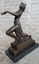 Graceful Nude Female Dancer Bronze Statue Sculpture Figure Signed Gory 15" x 13"