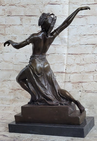 Graceful Nude Female Dancer Bronze Statue Sculpture Figure Signed Gory 15" x 13"