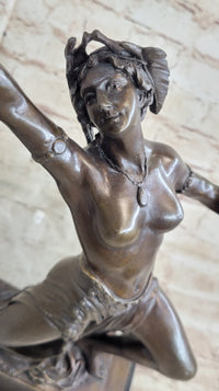 Graceful Nude Female Dancer Bronze Statue Sculpture Figure Signed Gory 15" x 13"