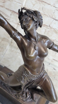 Graceful Nude Female Dancer Bronze Statue Sculpture Figure Signed Gory 15" x 13"