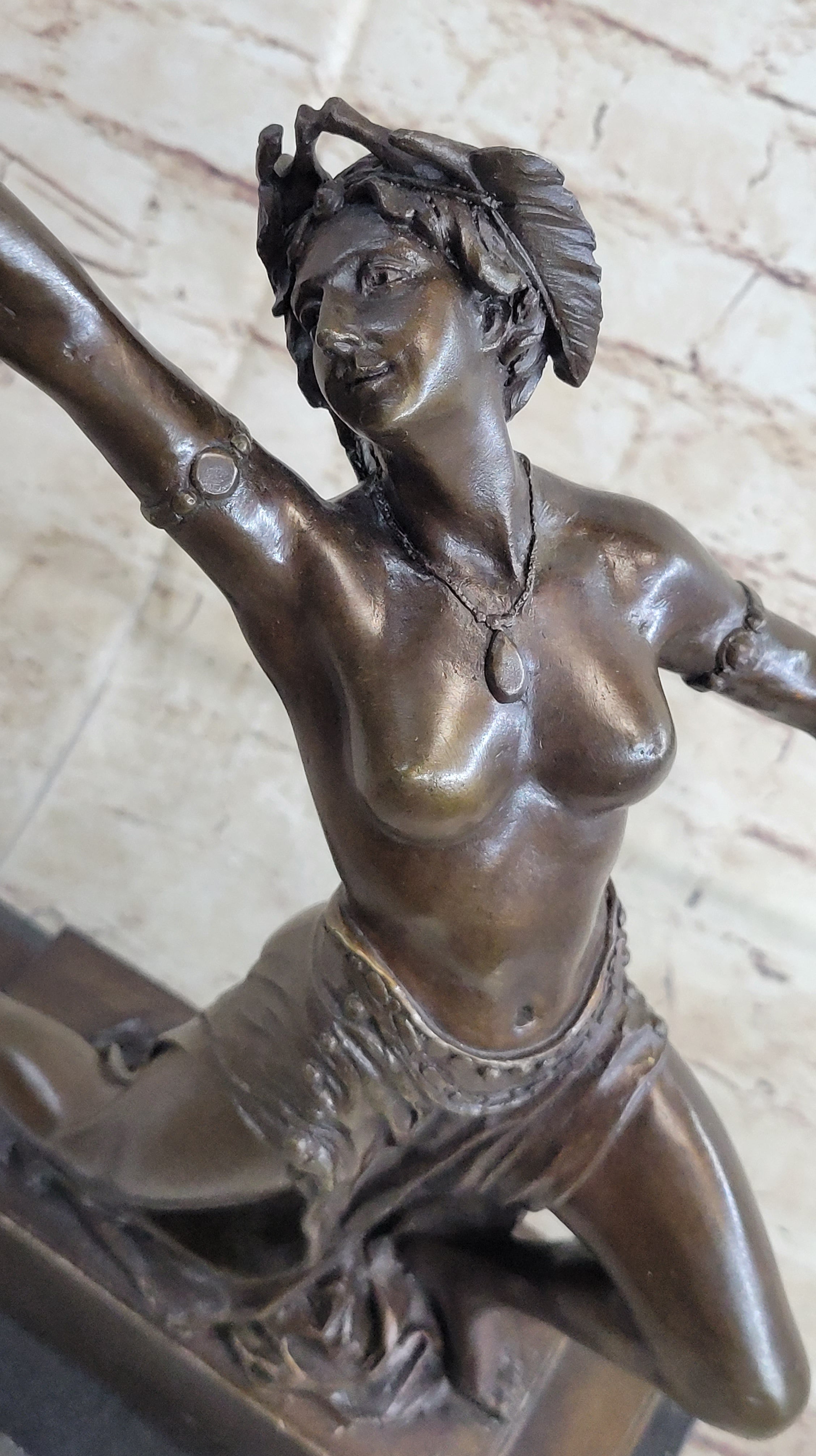 Graceful Nude Female Dancer Bronze Statue Sculpture Figure Signed Gory 15" x 13"