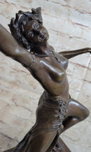 Graceful Nude Female Dancer Bronze Statue Sculpture Figure Signed Gory 15" x 13"
