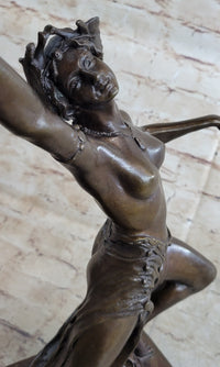 Graceful Nude Female Dancer Bronze Statue Sculpture Figure Signed Gory 15" x 13"