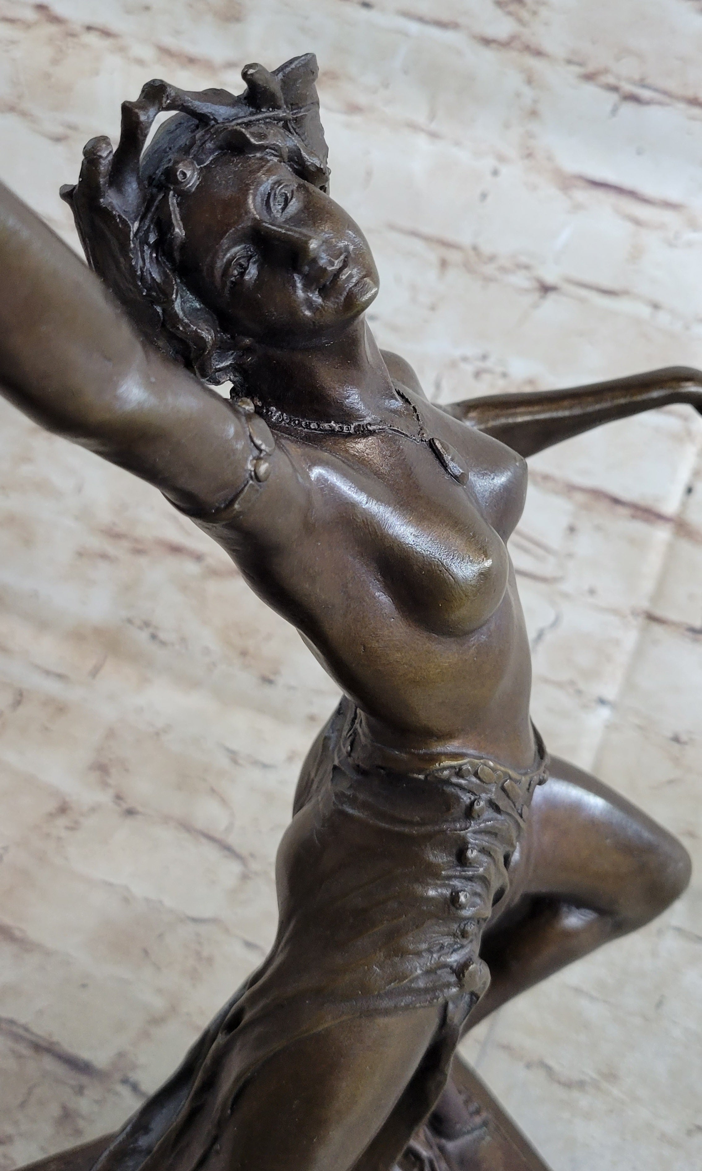 Graceful Nude Female Dancer Bronze Statue Sculpture Figure Signed Gory 15" x 13"