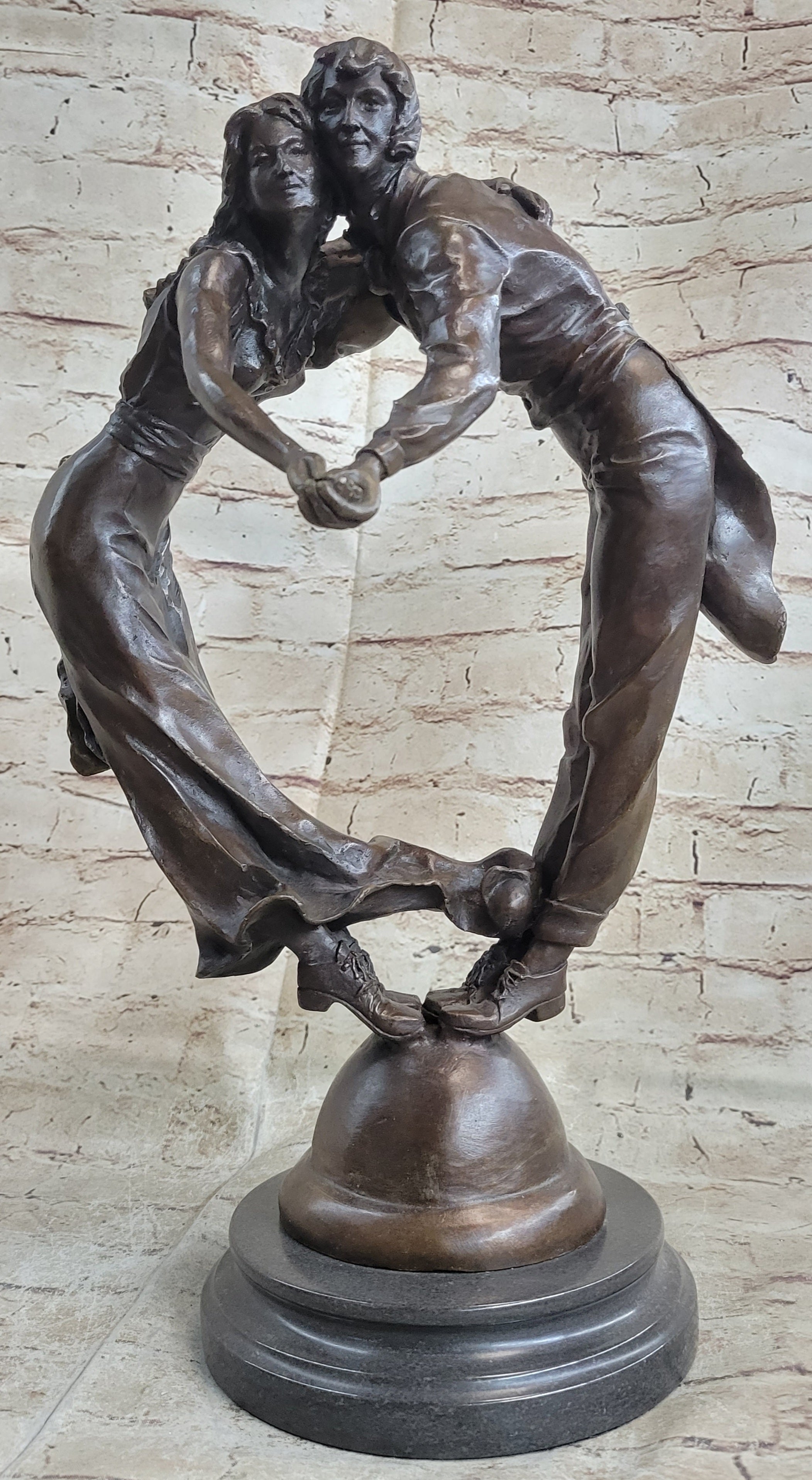Bronze Art Deco Sculpture Couple Dancing Romantic