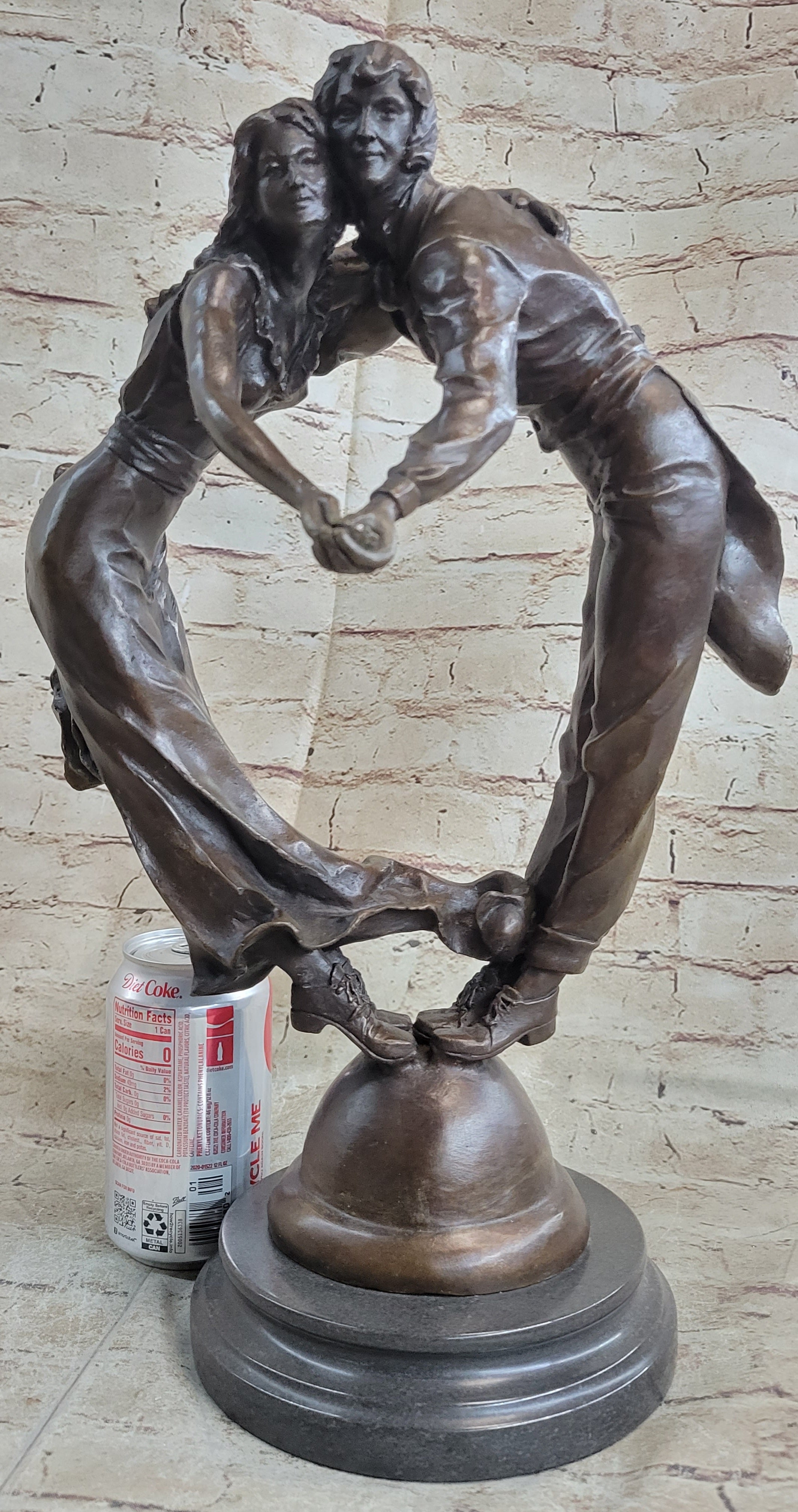 Bronze Art Deco Sculpture Couple Dancing Romantic