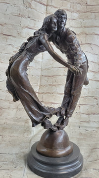 Bronze Art Deco Sculpture Couple Dancing Romantic
