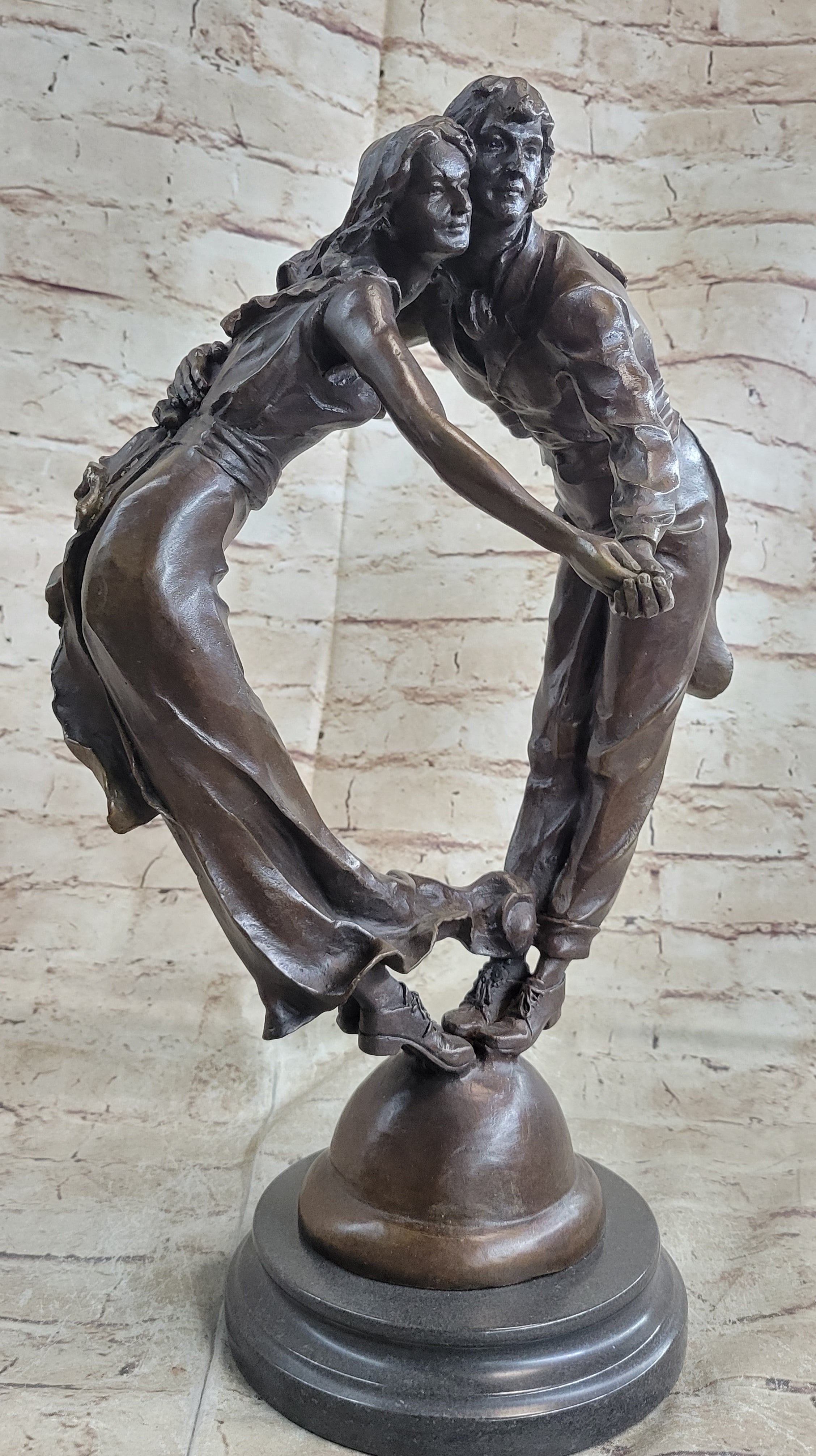 Bronze Art Deco Sculpture Couple Dancing Romantic