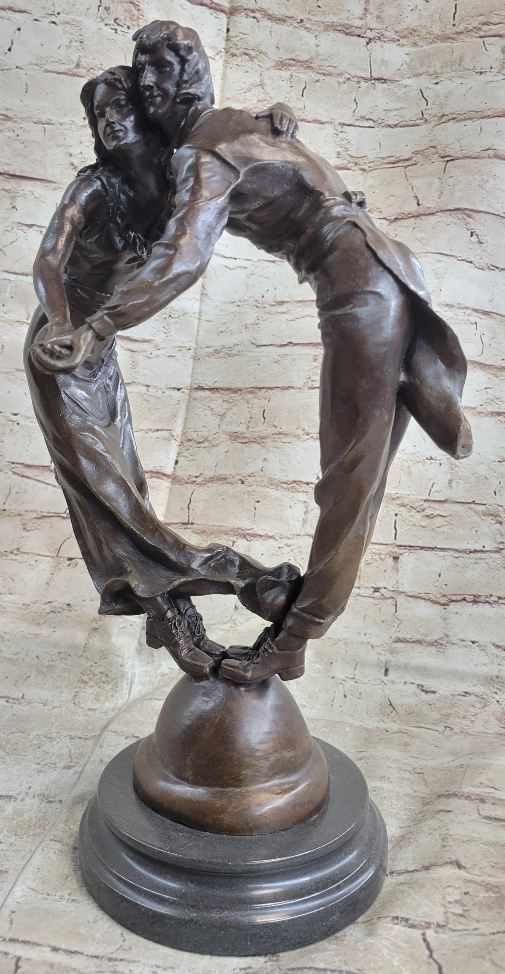 Bronze Art Deco Sculpture Couple Dancing Romantic