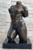 Nude Female Torso Bronze Statue Sculpture by Aristide Maillol on Marble Base 14" x 8"