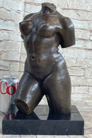 Nude Female Torso Bronze Statue Sculpture by Aristide Maillol on Marble Base 14" x 8"