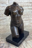 Nude Female Torso Bronze Statue Sculpture by Aristide Maillol on Marble Base 14" x 8"