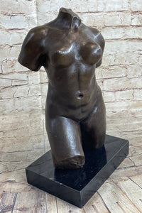 Nude Female Torso Bronze Statue Sculpture by Aristide Maillol on Marble Base 14" x 8"