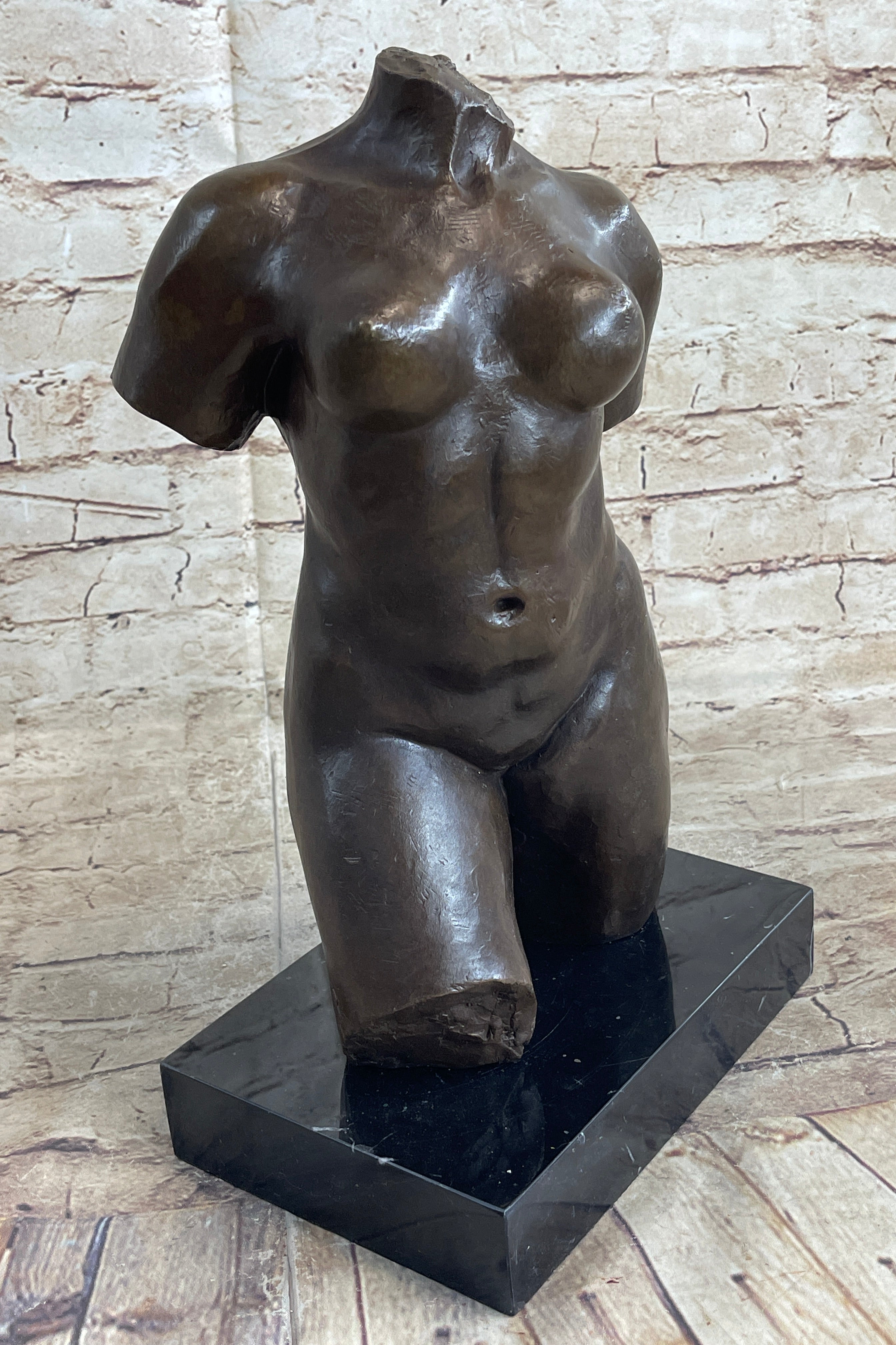Nude Female Torso Bronze Statue Sculpture by Aristide Maillol on Marble Base 14" x 8"