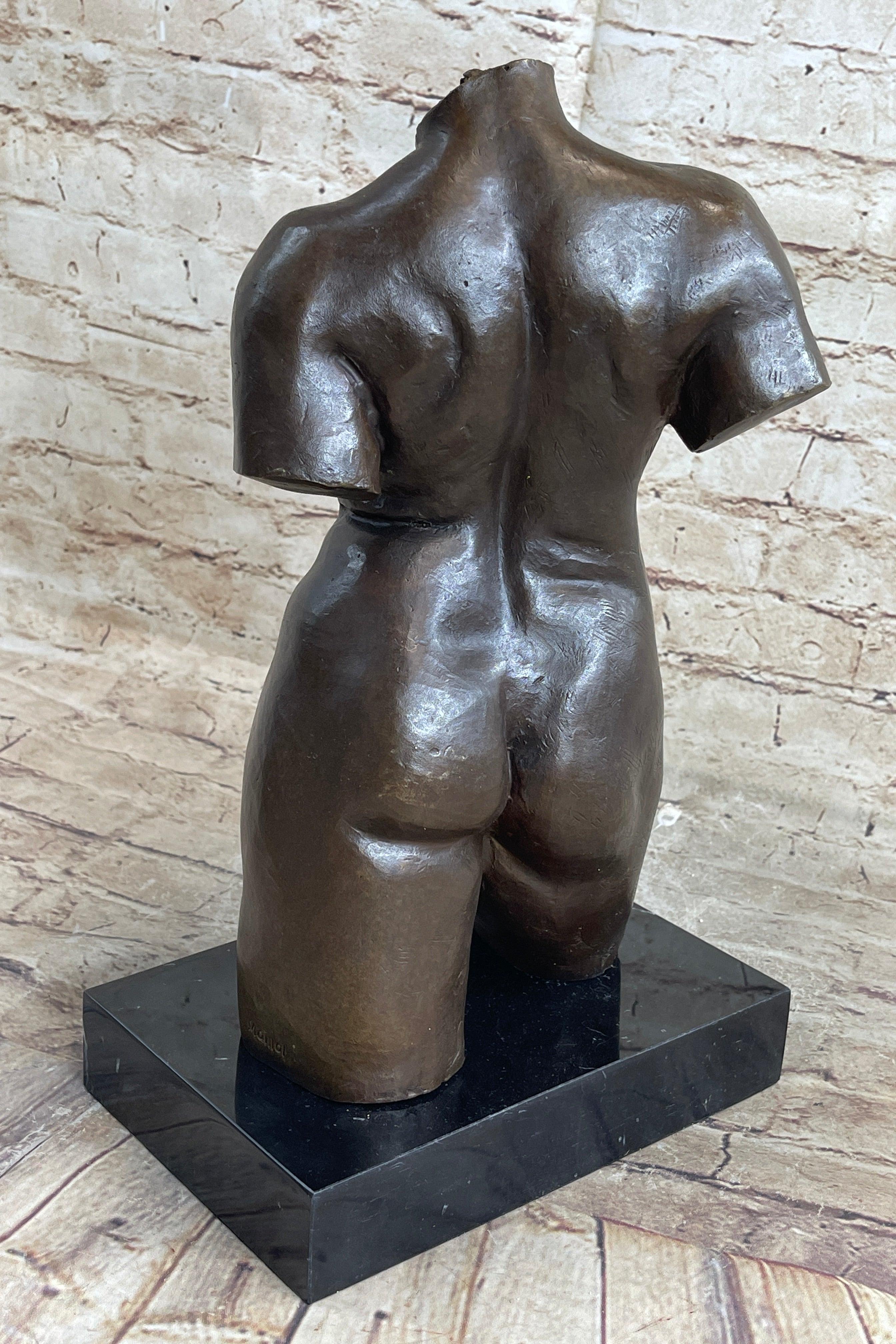 Nude Female Torso Bronze Statue Sculpture by Aristide Maillol on Marble Base 14" x 8"