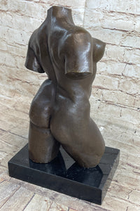 Nude Female Torso Bronze Statue Sculpture by Aristide Maillol on Marble Base 14" x 8"