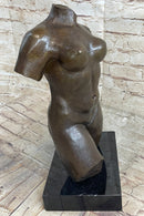 Nude Female Torso Bronze Statue Sculpture by Aristide Maillol on Marble Base 14" x 8"