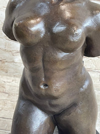 Nude Female Torso Bronze Statue Sculpture by Aristide Maillol on Marble Base 14" x 8"