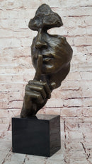 Hush Surreal Bronze Face Sculpture Salvador Dali - Shhh Gesture