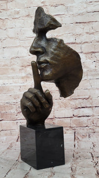 Hush Surreal Bronze Face Sculpture Salvador Dali - Shhh Gesture