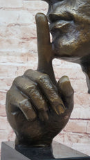 Hush Surreal Bronze Face Sculpture Salvador Dali - Shhh Gesture