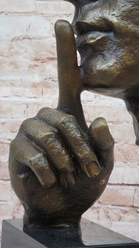 Hush Surreal Bronze Face Sculpture Salvador Dali - Shhh Gesture