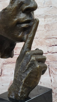 Hush Surreal Bronze Face Sculpture Salvador Dali - Shhh Gesture