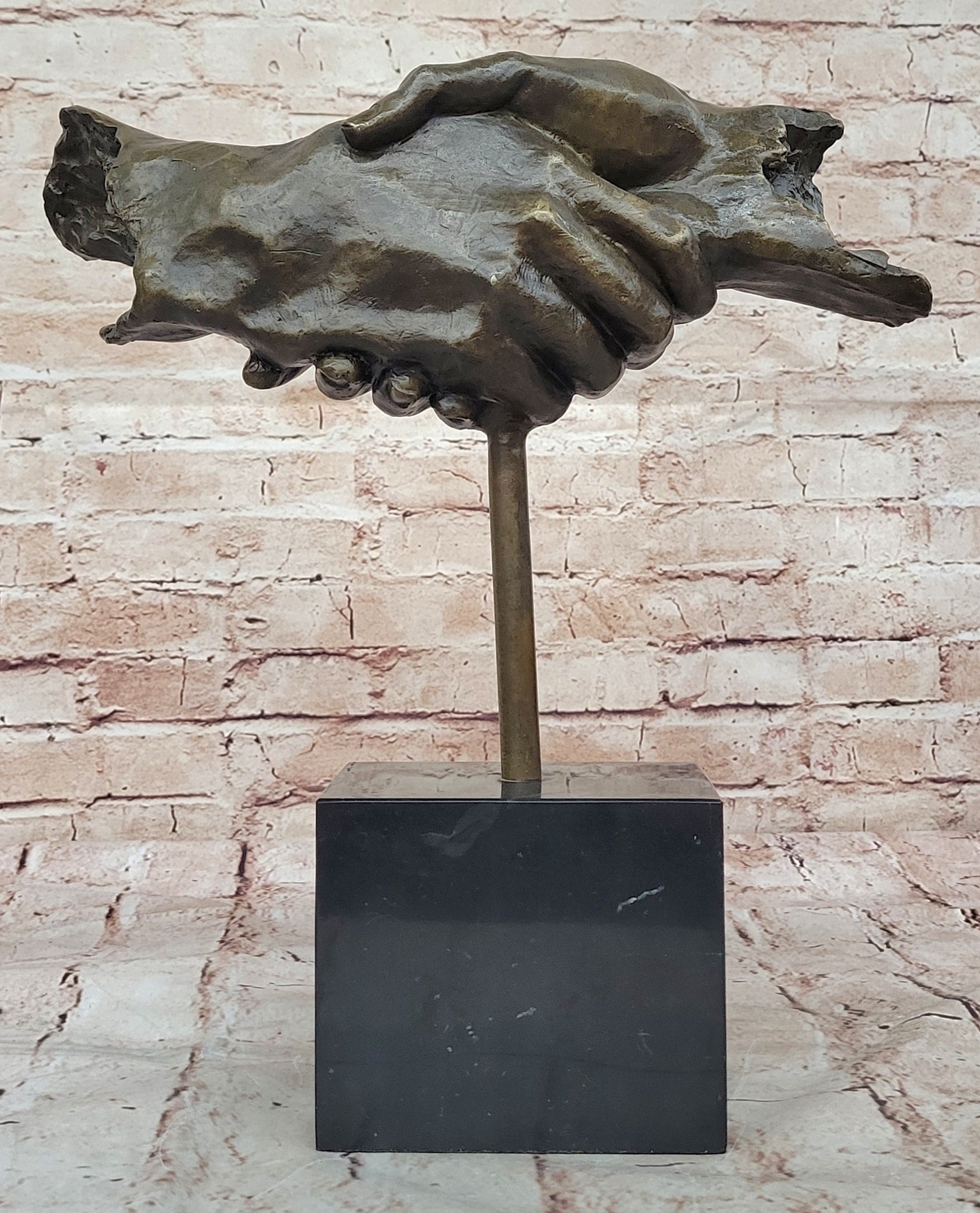 Handshake Friendship Surreal Bronze Sculpture Dali 15" x 14"