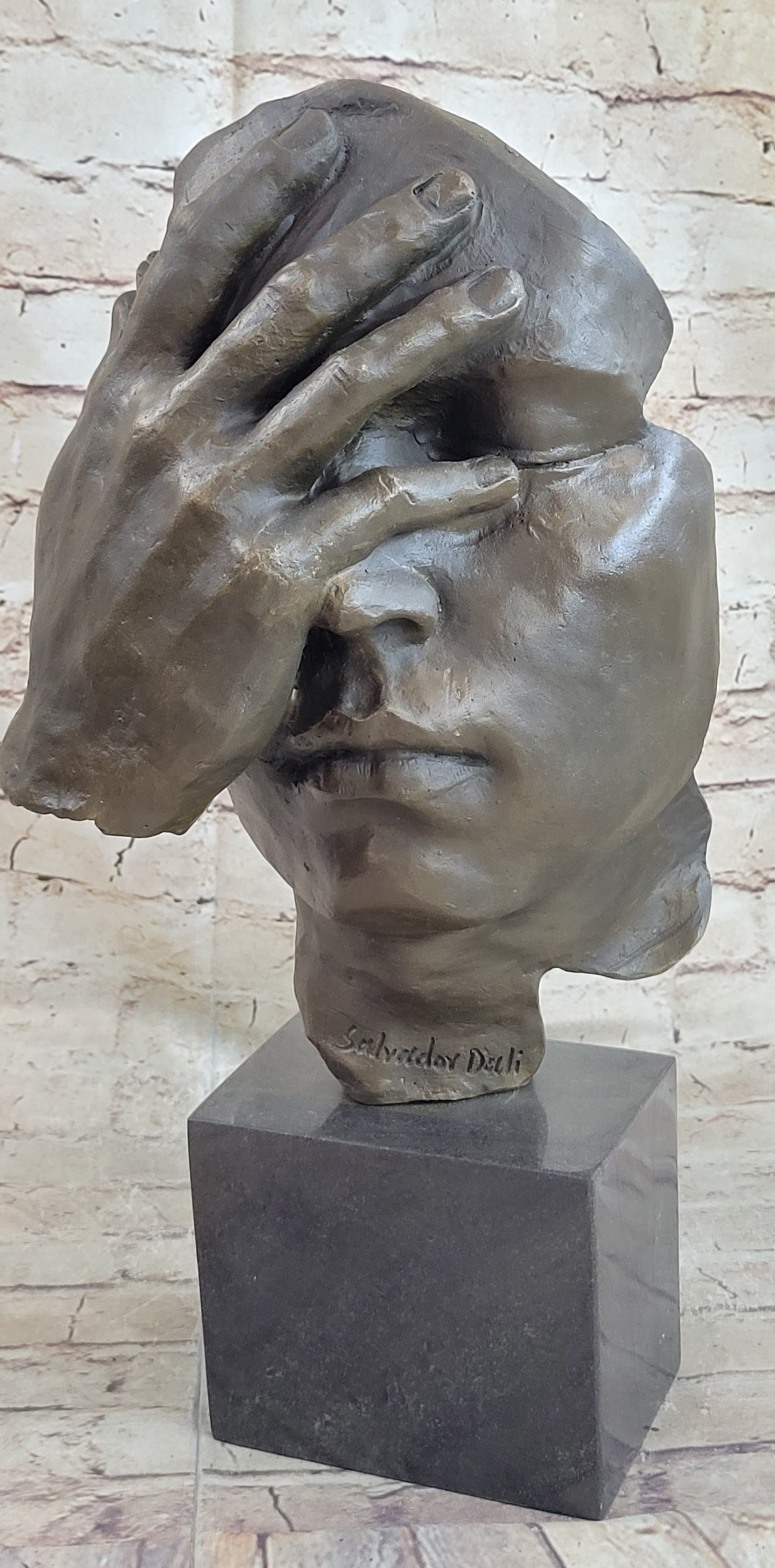 Shame on Me Surreal Face Hand Salvador Dali Bronze 17" x 9"