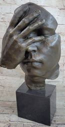 Shame on Me Surreal Face Hand Salvador Dali Bronze 17" x 9"
