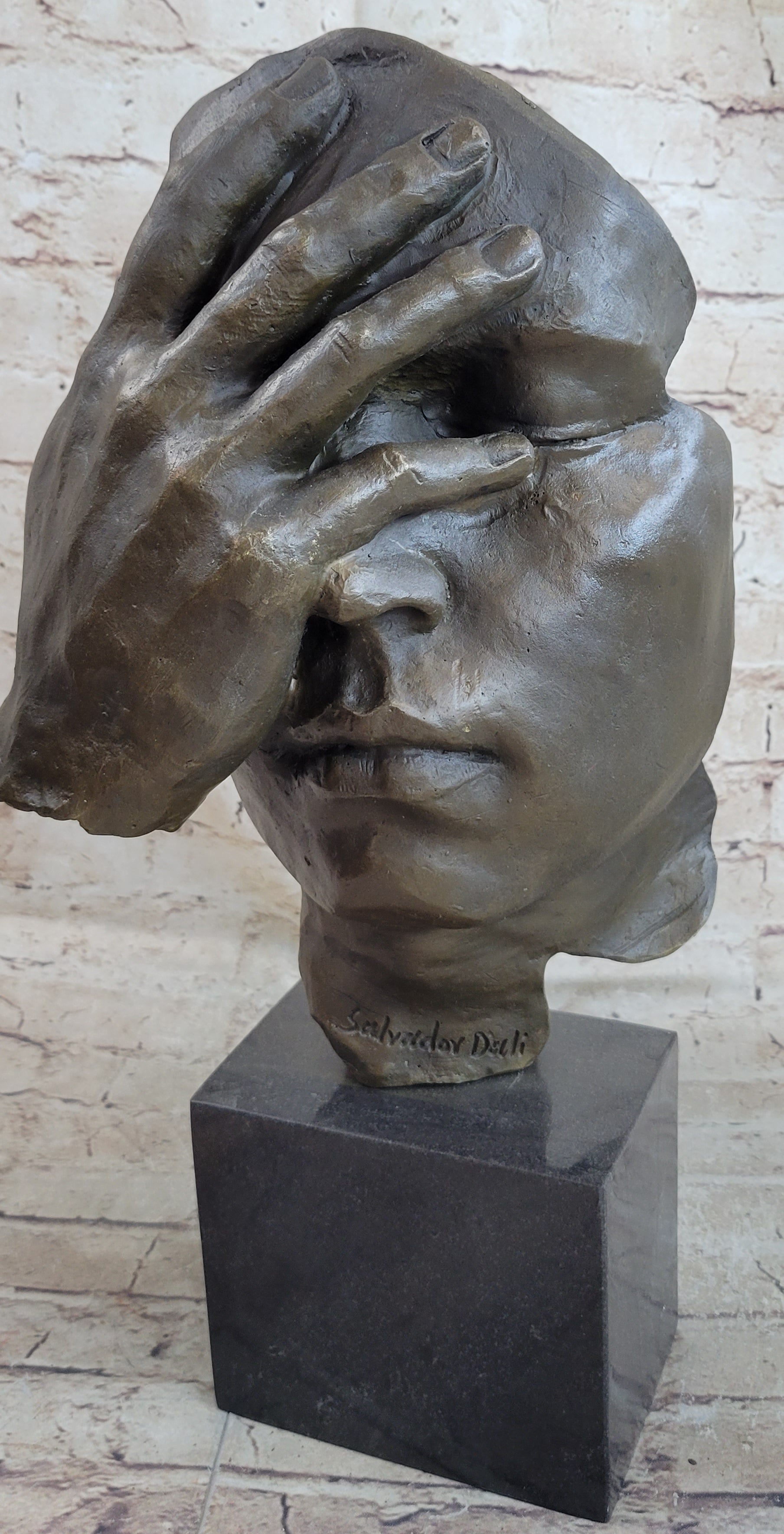 Shame on Me Surreal Face Hand Salvador Dali Bronze 17" x 9"