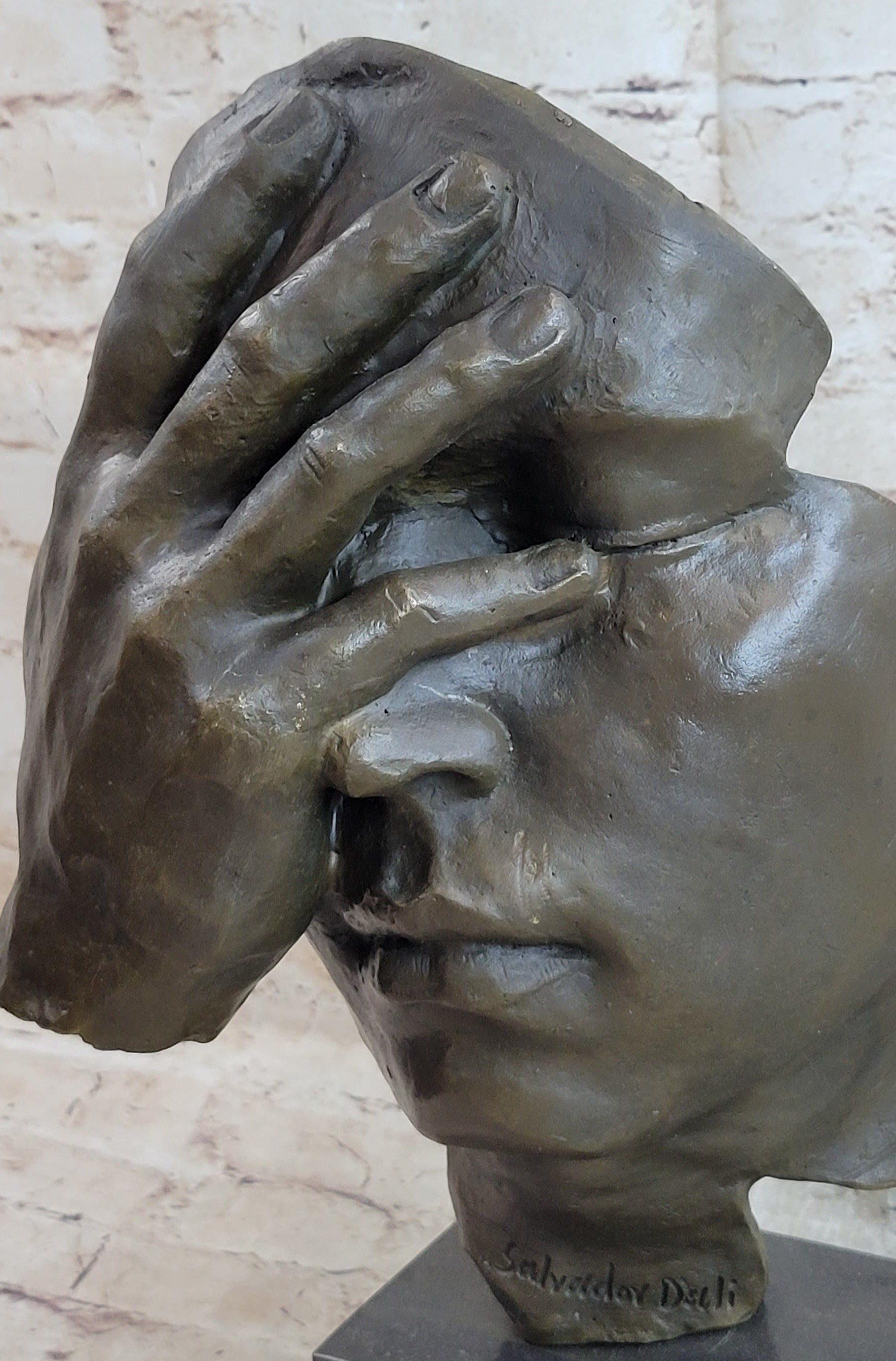 Shame on Me Surreal Face Hand Salvador Dali Bronze 17" x 9"