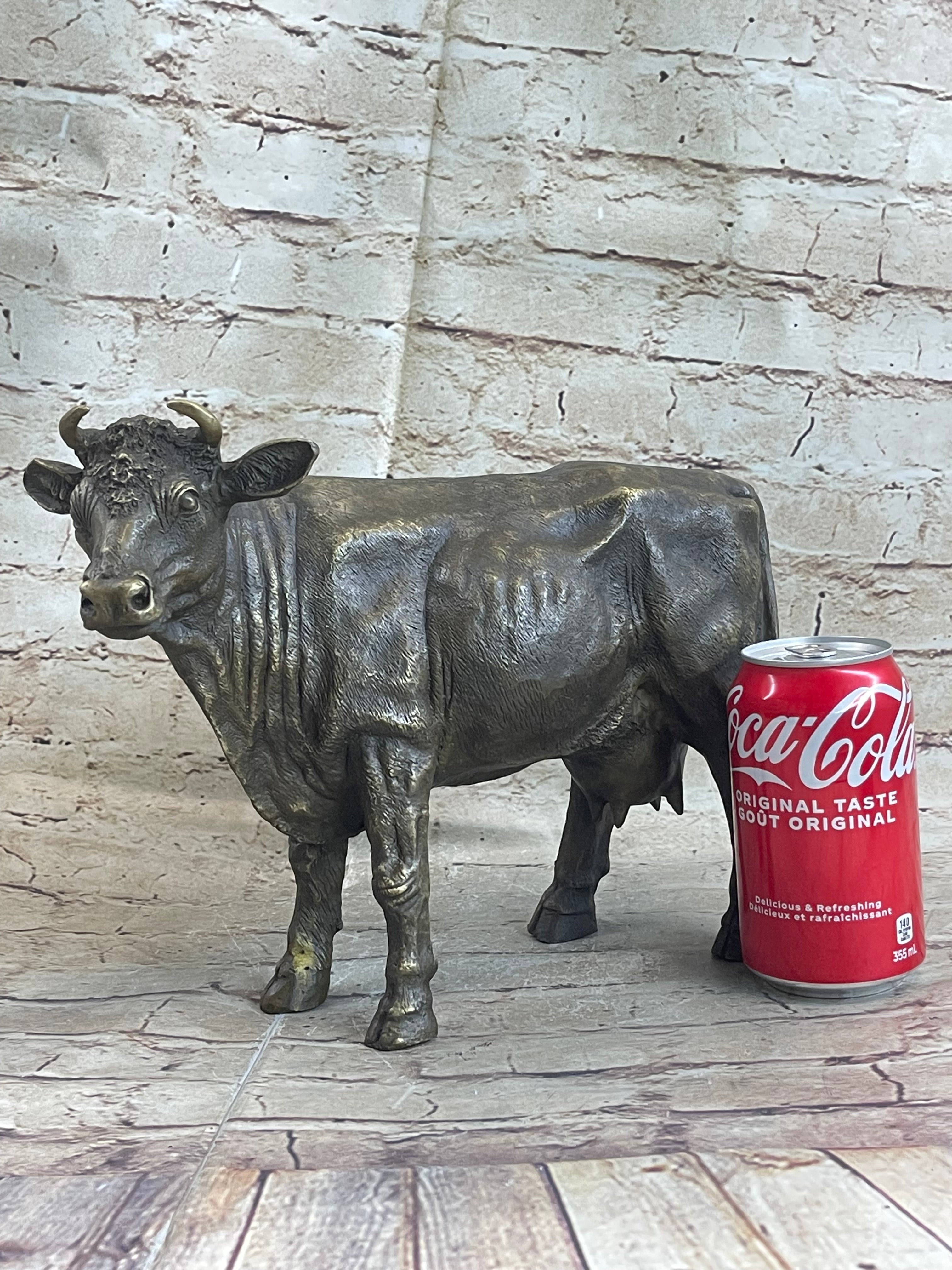 Milk Cow Cattle Bronze Sculpture 9" x 11"