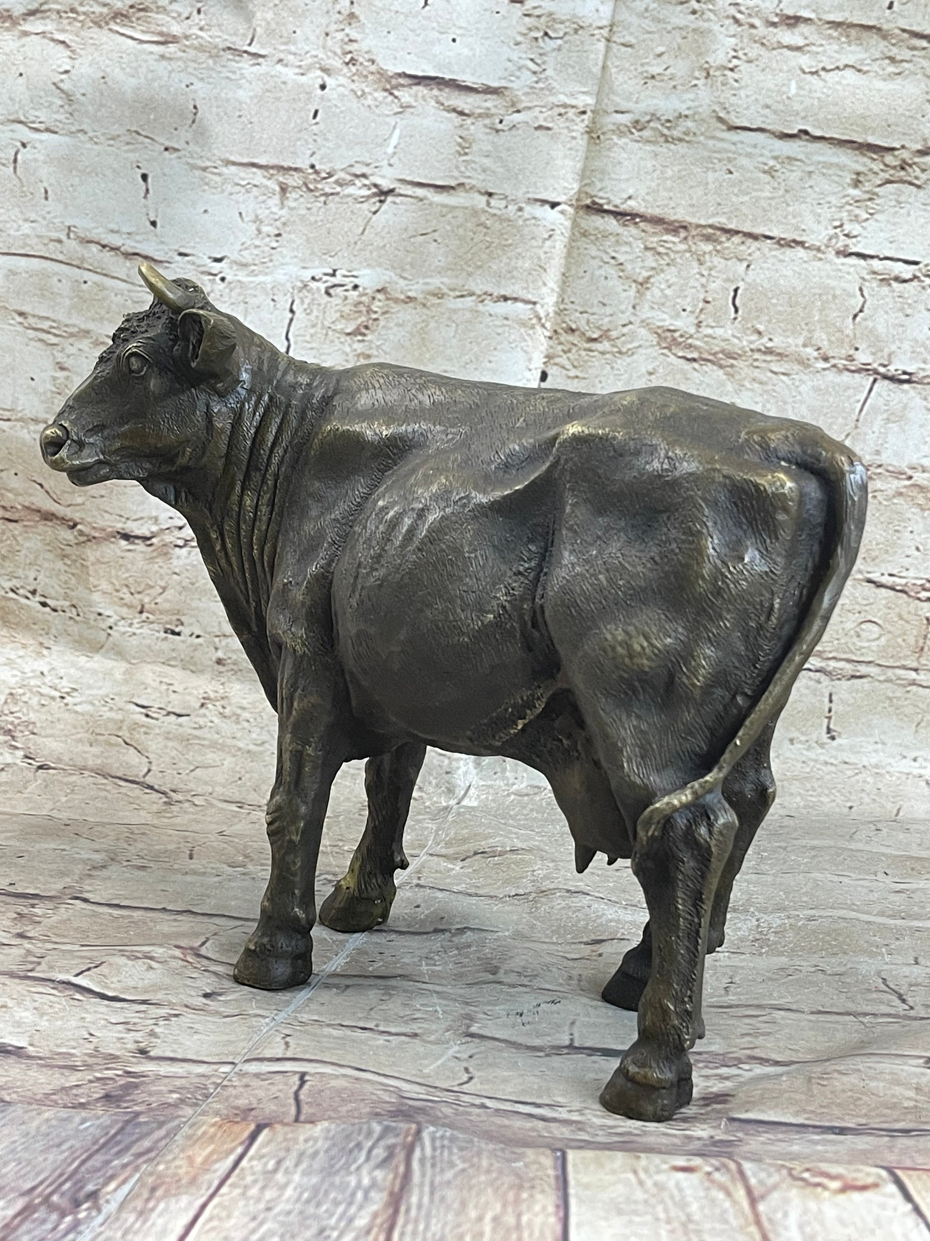 Milk Cow Cattle Bronze Sculpture 9" x 11"