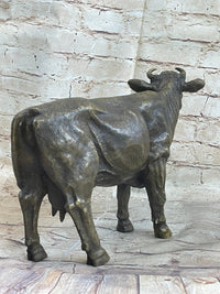 Milk Cow Cattle Bronze Sculpture 9" x 11"