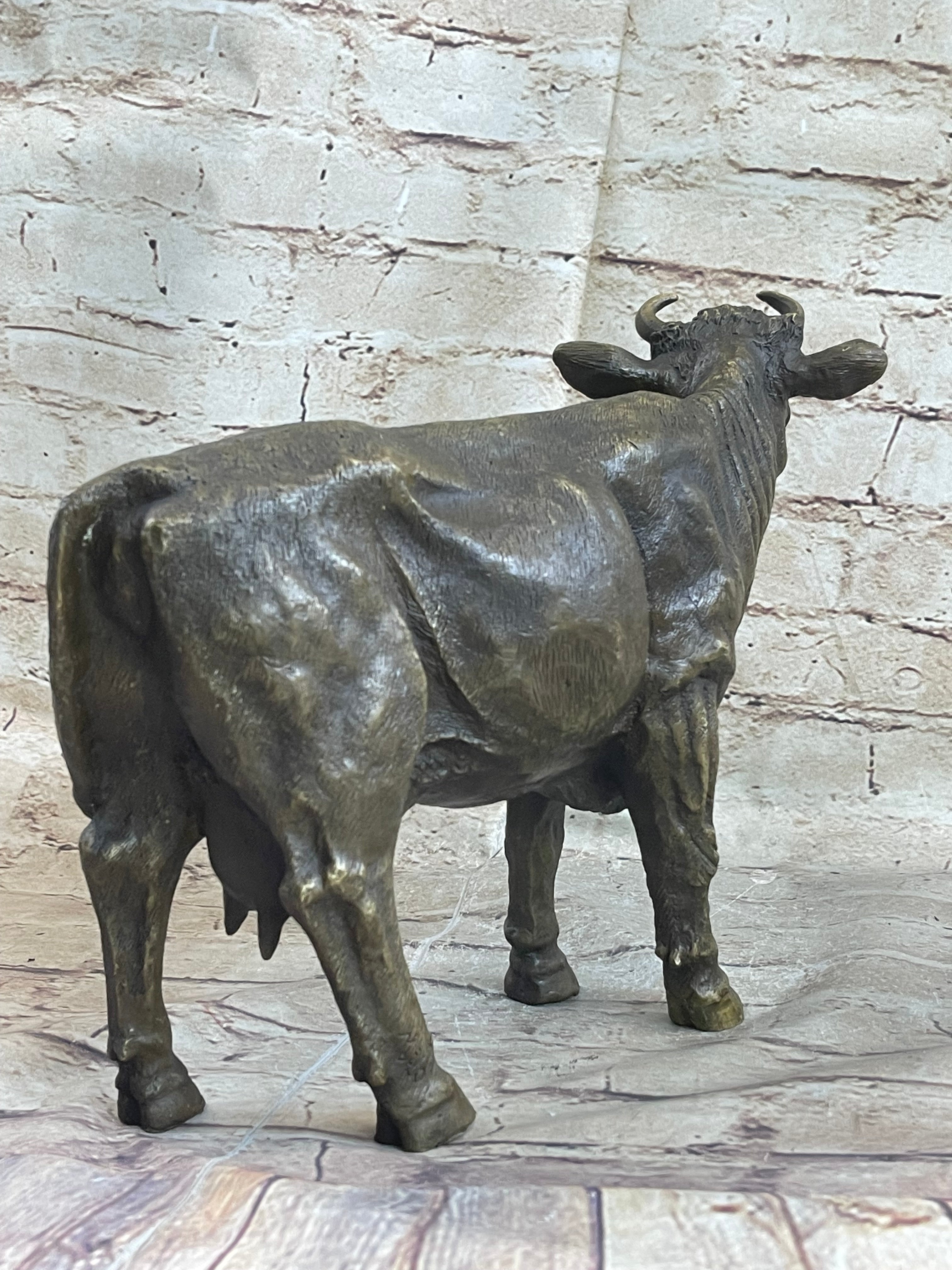 Milk Cow Cattle Bronze Sculpture 9" x 11"