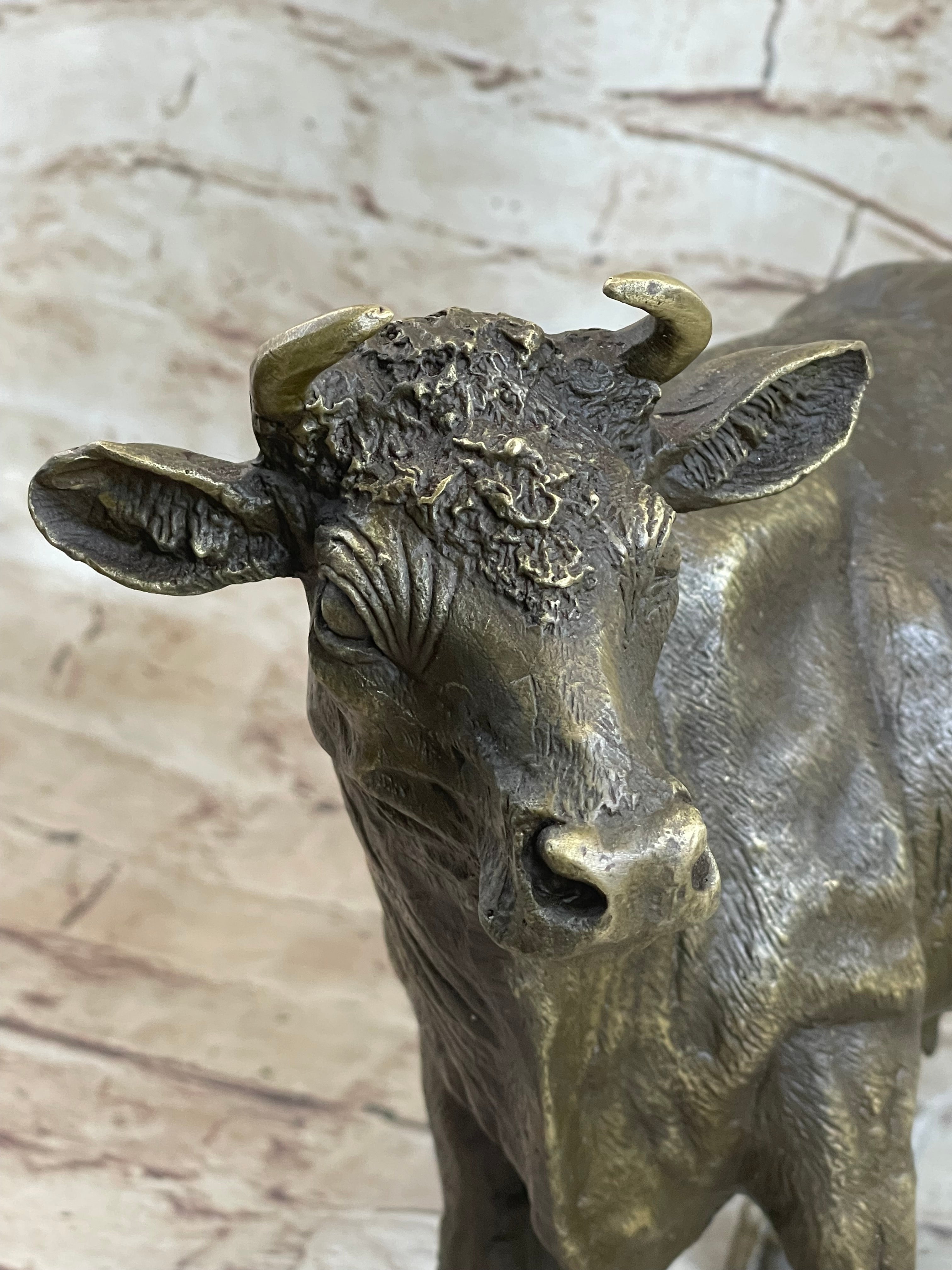 Milk Cow Cattle Bronze Sculpture 9" x 11"