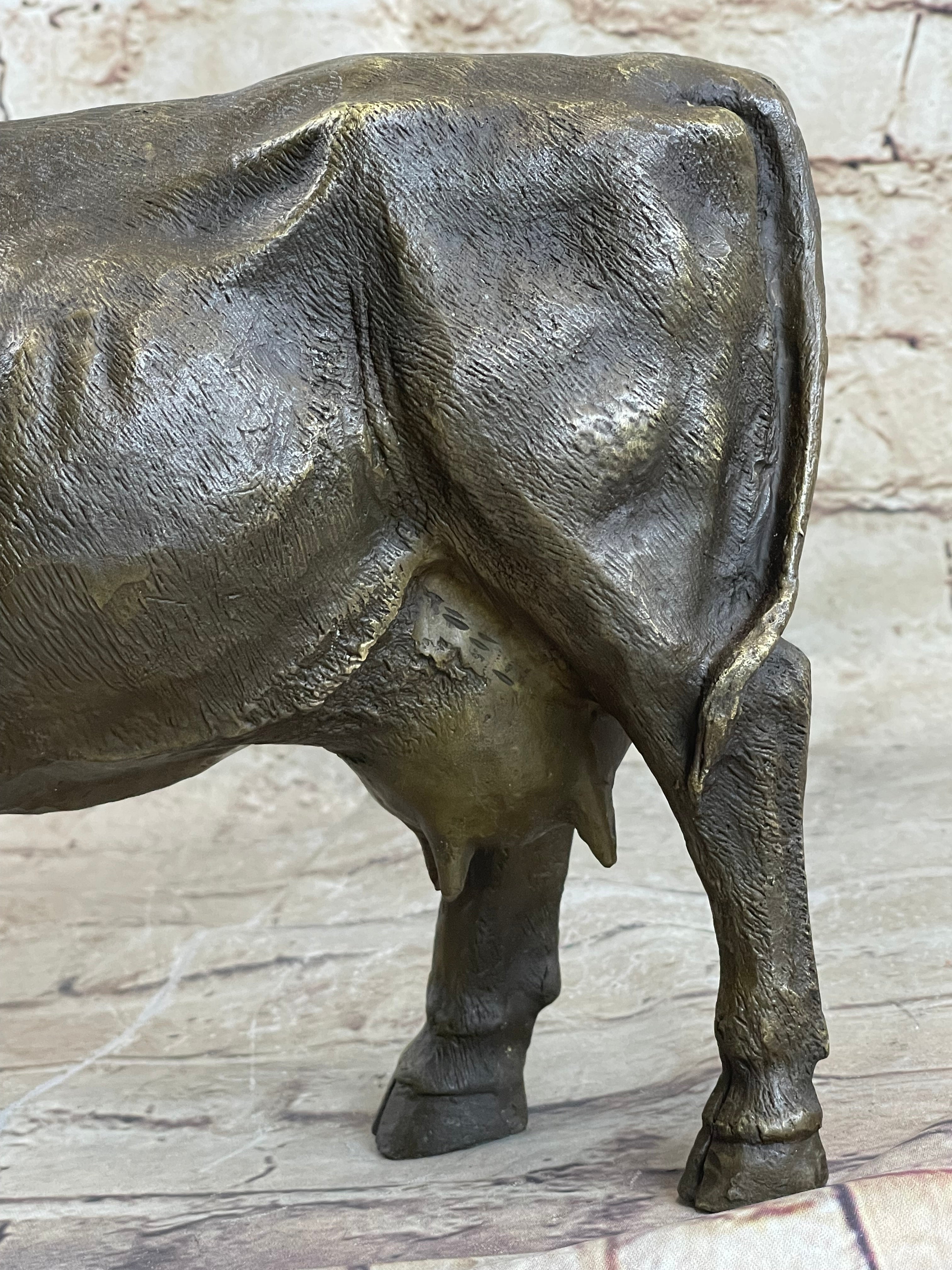 Milk Cow Cattle Bronze Sculpture 9" x 11"