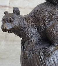 Squirrel on Acorn Bronze Metal Sculpture 9" x 4"