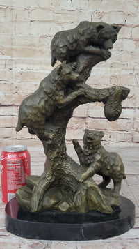 Bear Family Looking for Honey Bronze Sculpture Marble Base
