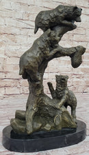 Bear Family Looking for Honey Bronze Sculpture Marble Base