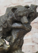 Bear Family Looking for Honey Bronze Sculpture Marble Base