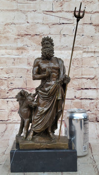 Hades Pluto & Cerberus 3 Headed Dog Bronze Metal Sculpture