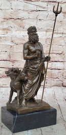 Hades Pluto & Cerberus 3 Headed Dog Bronze Metal Sculpture