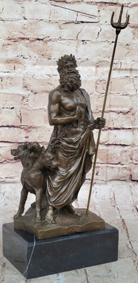 Hades Pluto & Cerberus 3 Headed Dog Bronze Metal Sculpture