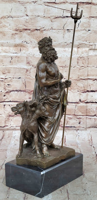 Hades Pluto & Cerberus 3 Headed Dog Bronze Metal Sculpture