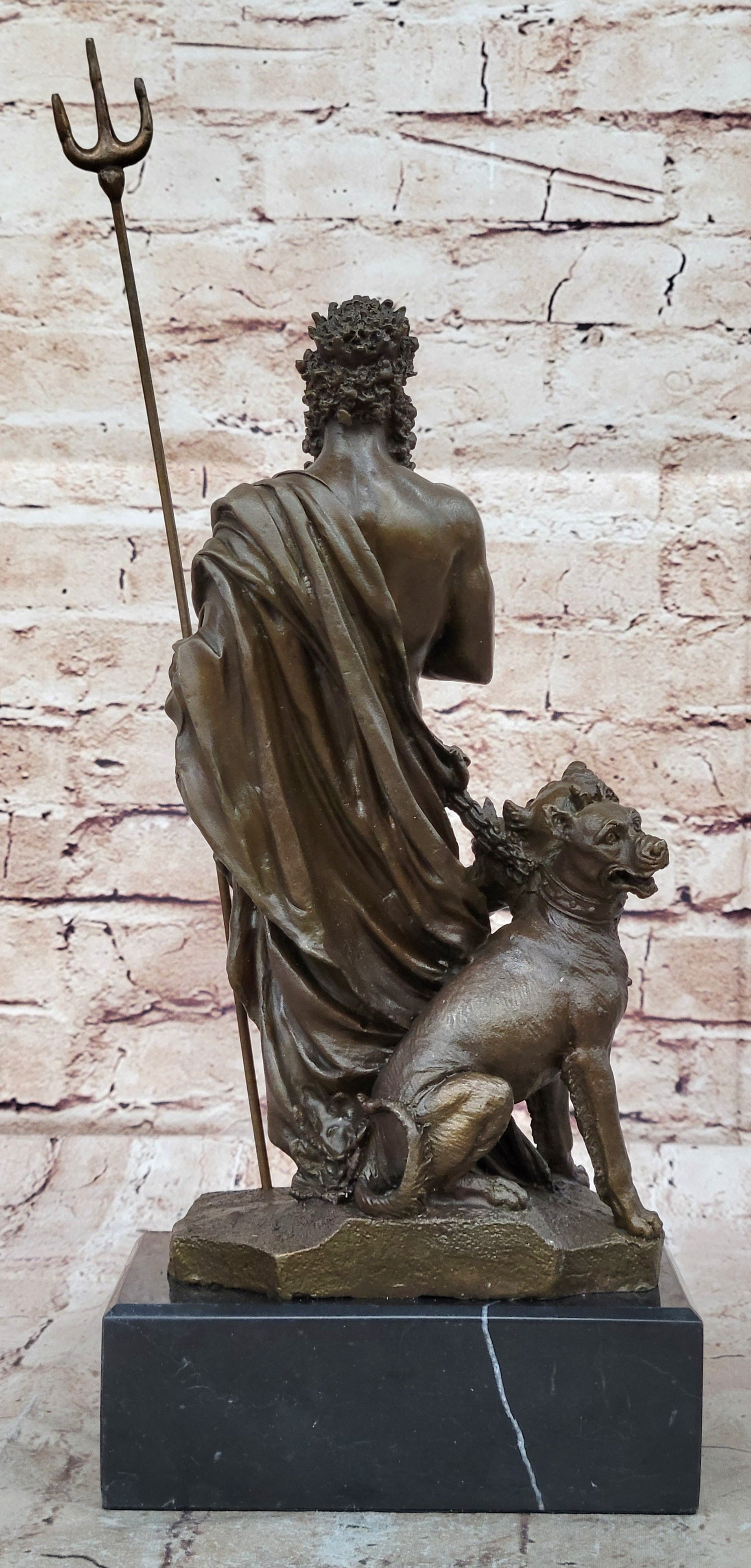 Hades Pluto & Cerberus 3 Headed Dog Bronze Metal Sculpture