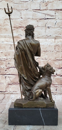 Hades Pluto & Cerberus 3 Headed Dog Bronze Metal Sculpture